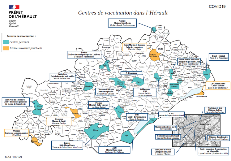 You are currently viewing COVID : 24 centres de vaccinations dans l’Hérault