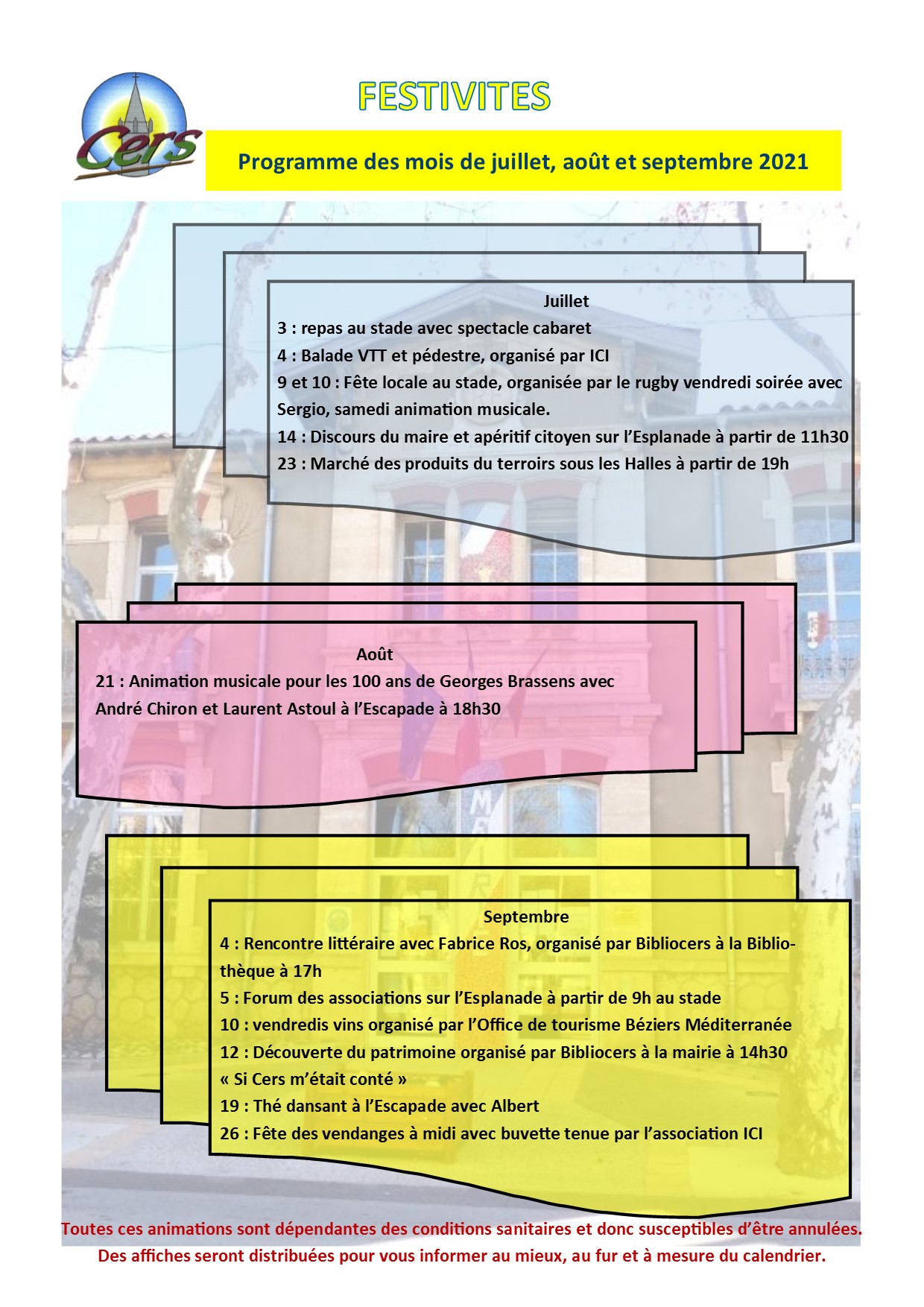 You are currently viewing Programme des festivités de juillet à septembre 2021