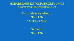 Lire la suite à propos de l’article Horaires de l’Agence Postale Communale