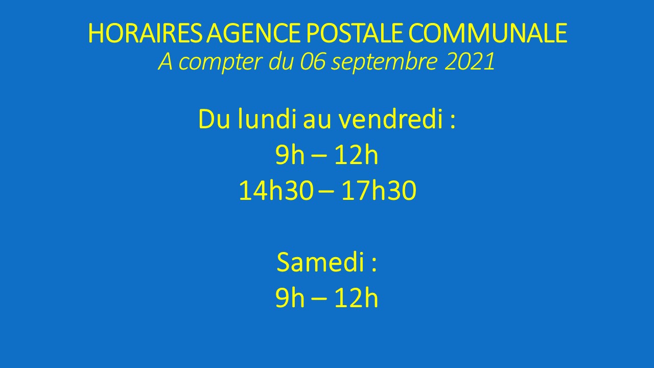 Lire la suite à propos de l’article Horaires de l’Agence Postale Communale