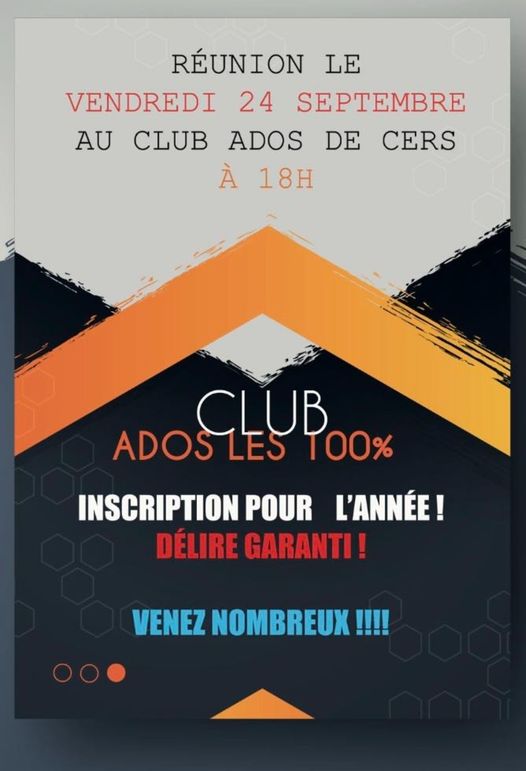 Lire la suite à propos de l’article Club Ados les 100% : réunion le 24 septembre