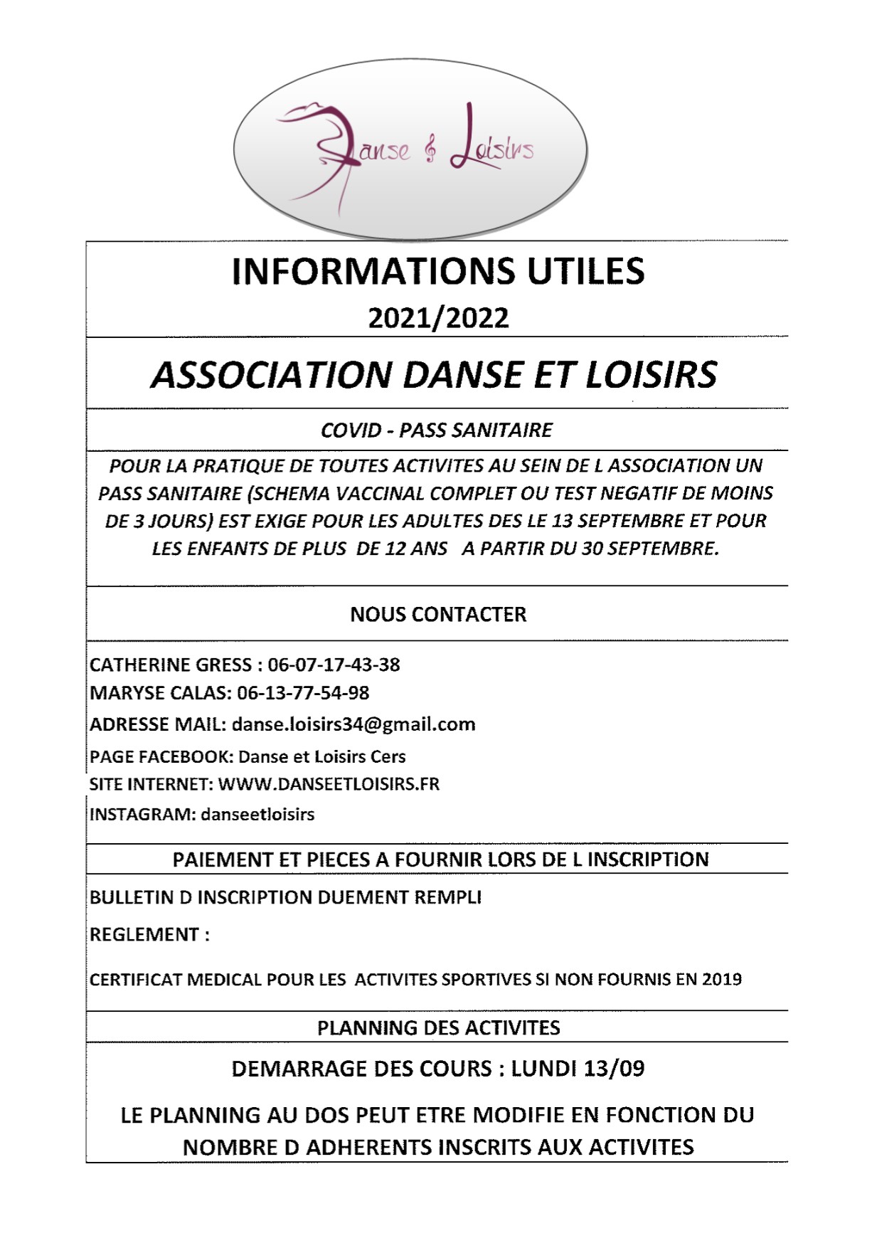 Lire la suite à propos de l’article Danse et Loisirs : les cours ont repris