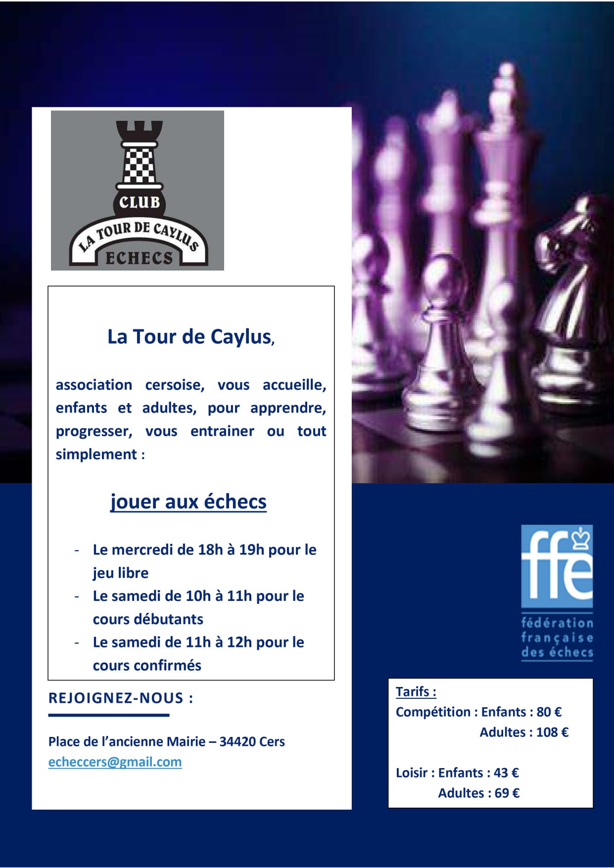 Lire la suite à propos de l’article Club d’échecs La Tour de Caylus : nouveau bureau, nouvelle saison