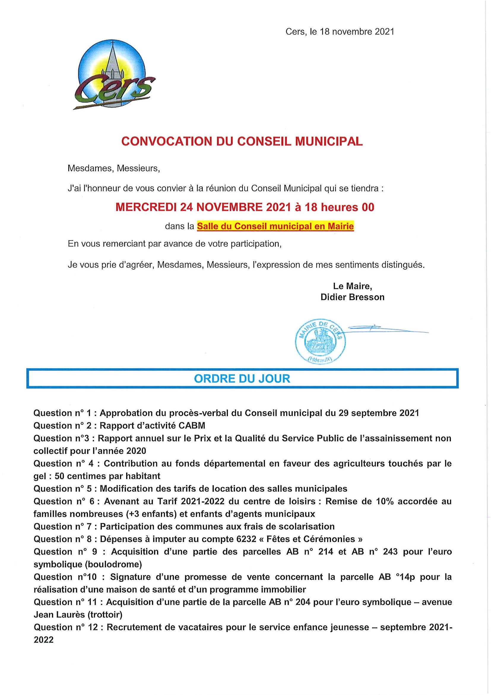 You are currently viewing Conseil municipal : 26 novembre 2021