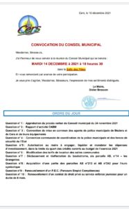 Lire la suite à propos de l’article Conseil municipal : 14 décembre 2021