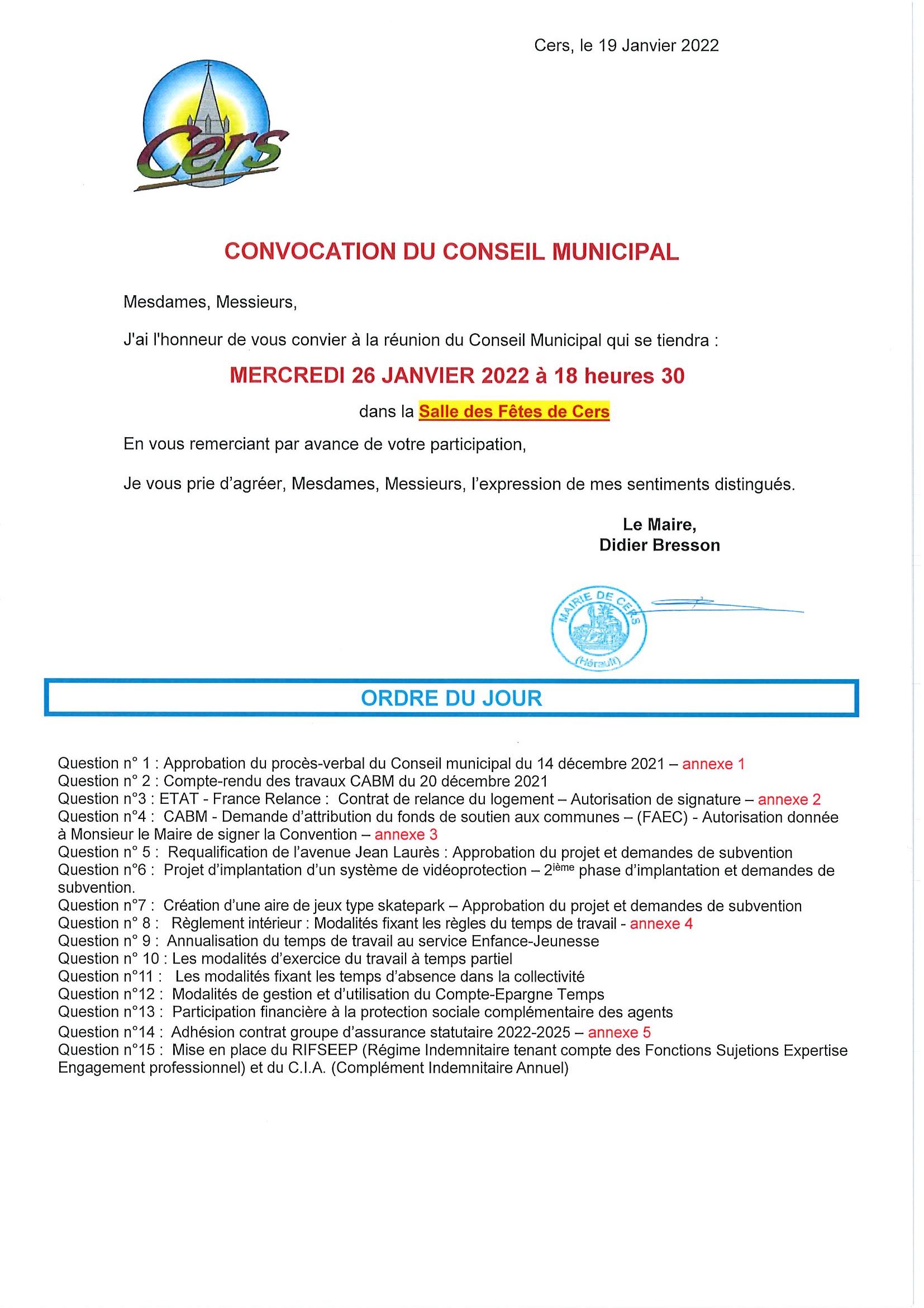 You are currently viewing Conseil municipal : 26 janvier 2022
