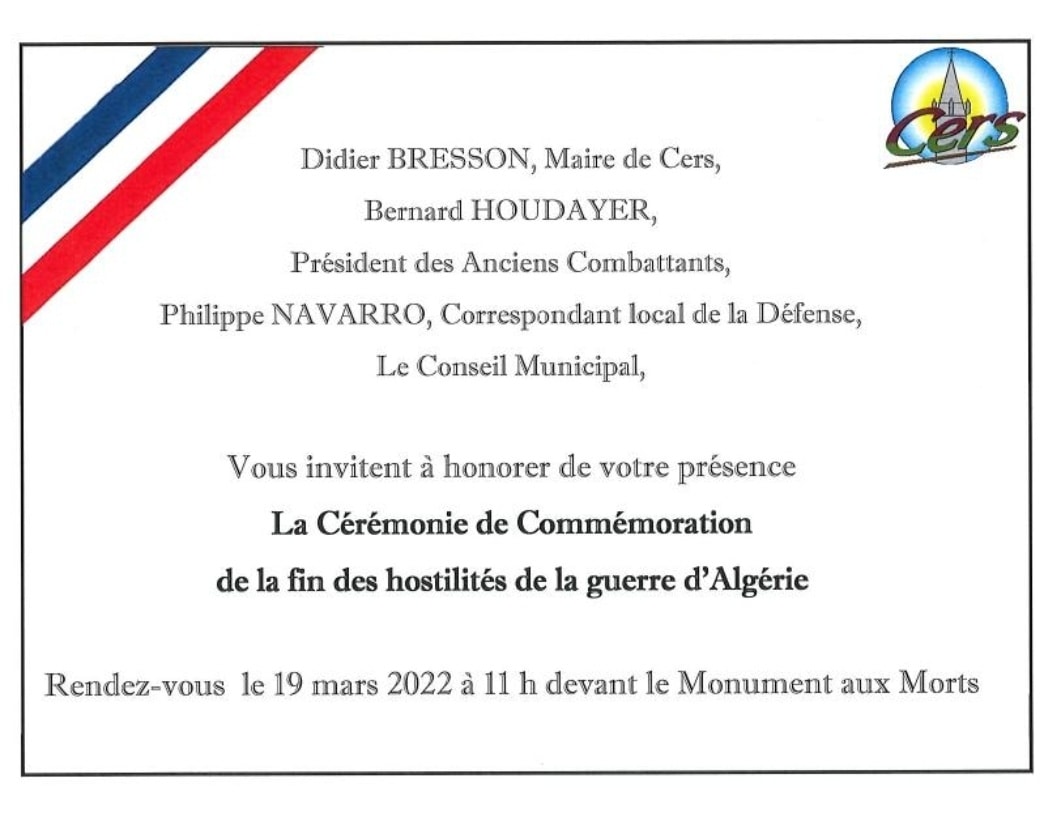 You are currently viewing 19 mars : commémoration de la fin des hostilités en Algérie
