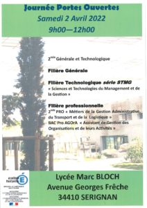 Lire la suite à propos de l’article 2 avril : matinée portes ouvertes au lycée Marc Bloch