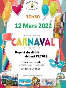 Lire la suite à propos de l’article Carnaval de l’amicale de l’école samedi 12 mars