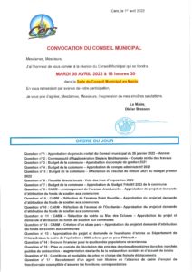 Lire la suite à propos de l’article Conseil municipal : 5 avril 2022