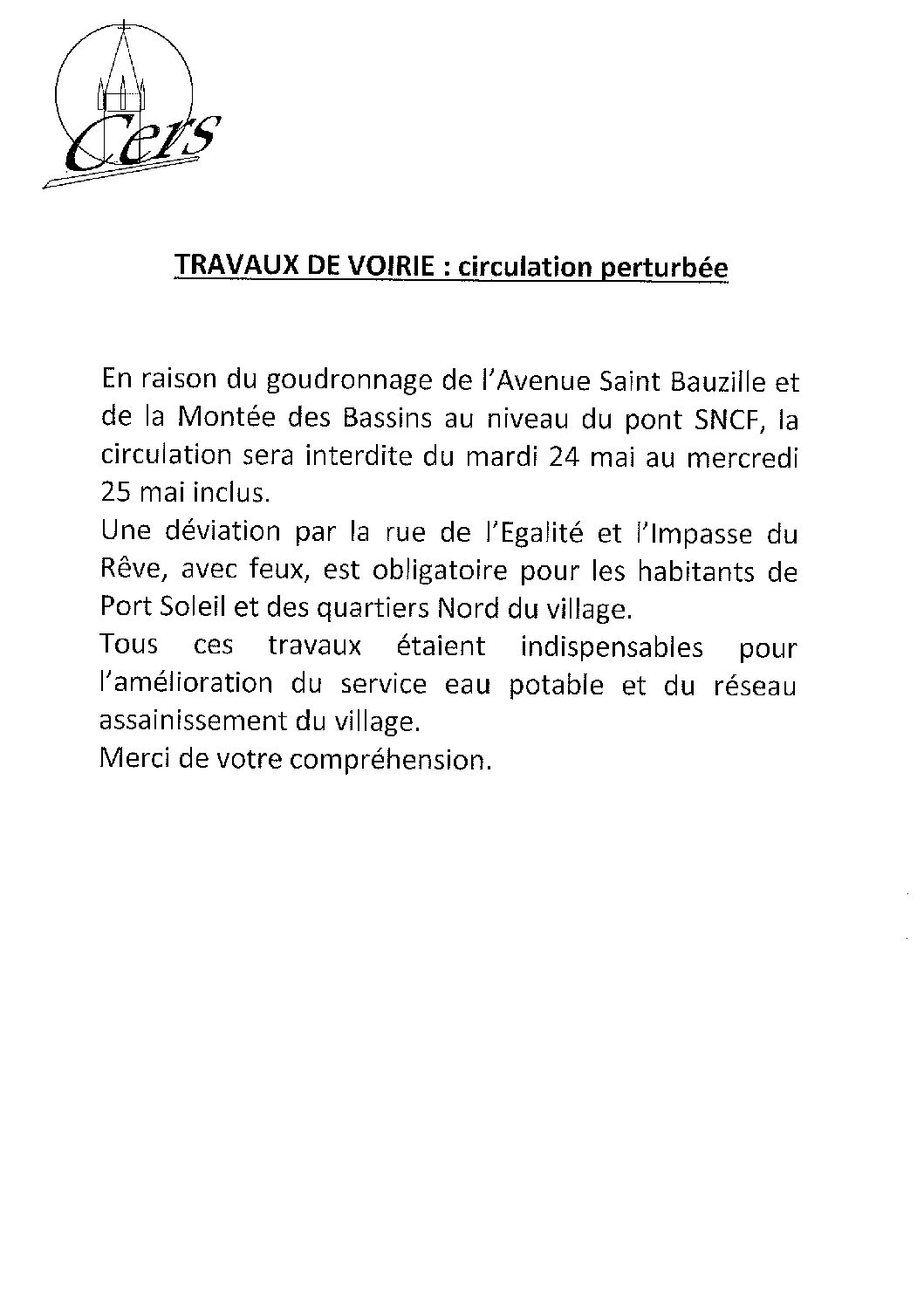 Lire la suite à propos de l’article Travaux de voirie