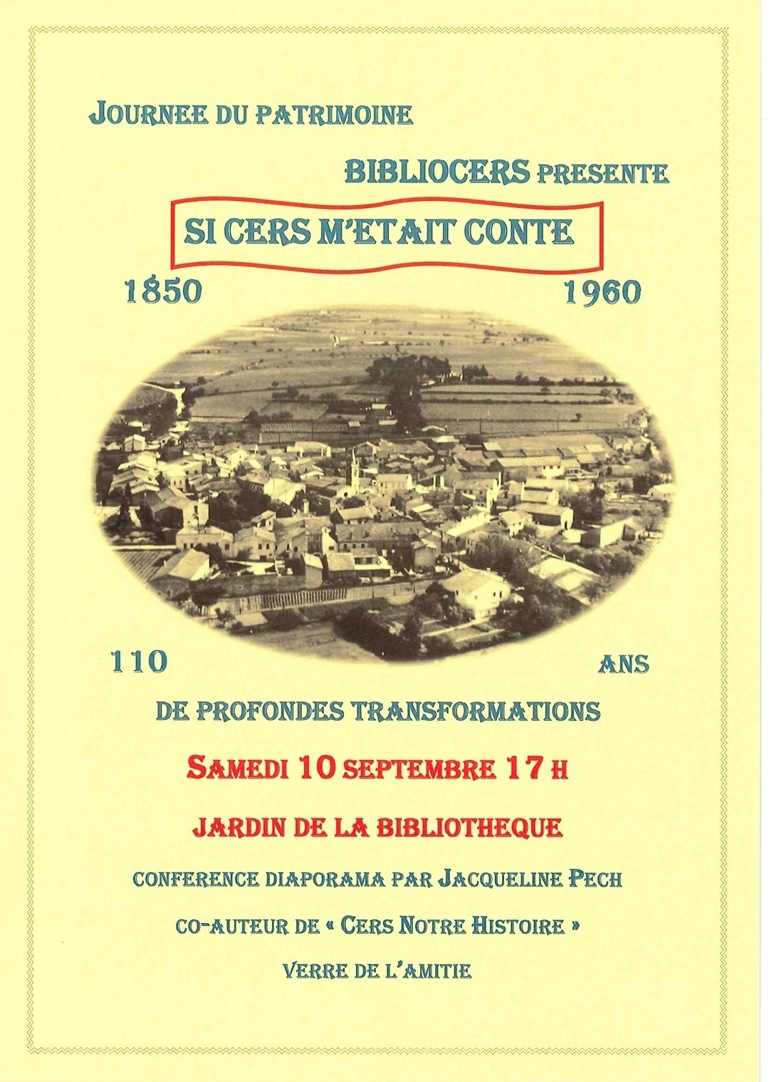 You are currently viewing 10 septembre : journée du patrimoine avec Bibliocers