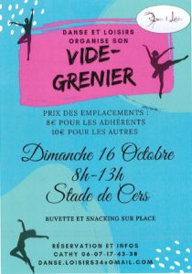 Lire la suite à propos de l’article Danse et Loisirs organise son vide grenier le 16 octobre