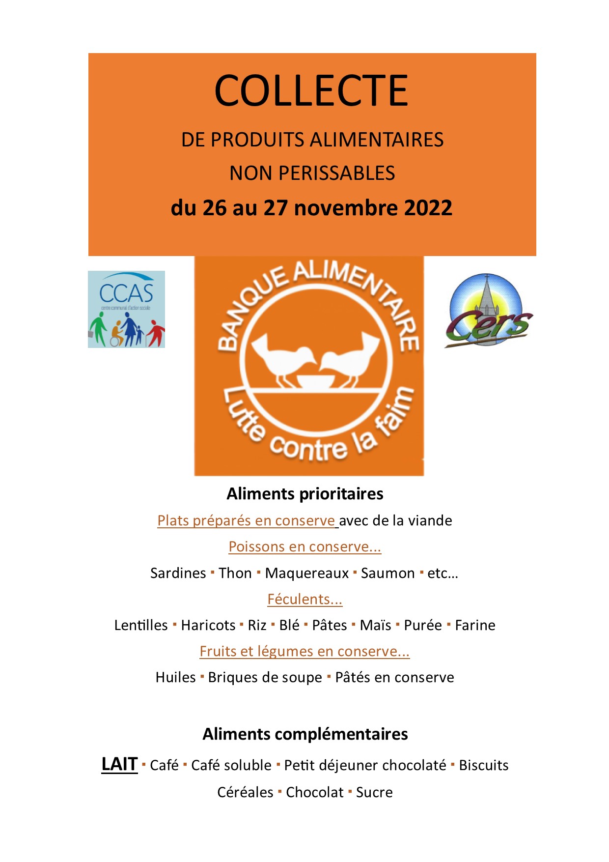 You are currently viewing Banque alimentaire : collecte les 26 et 27 novembre