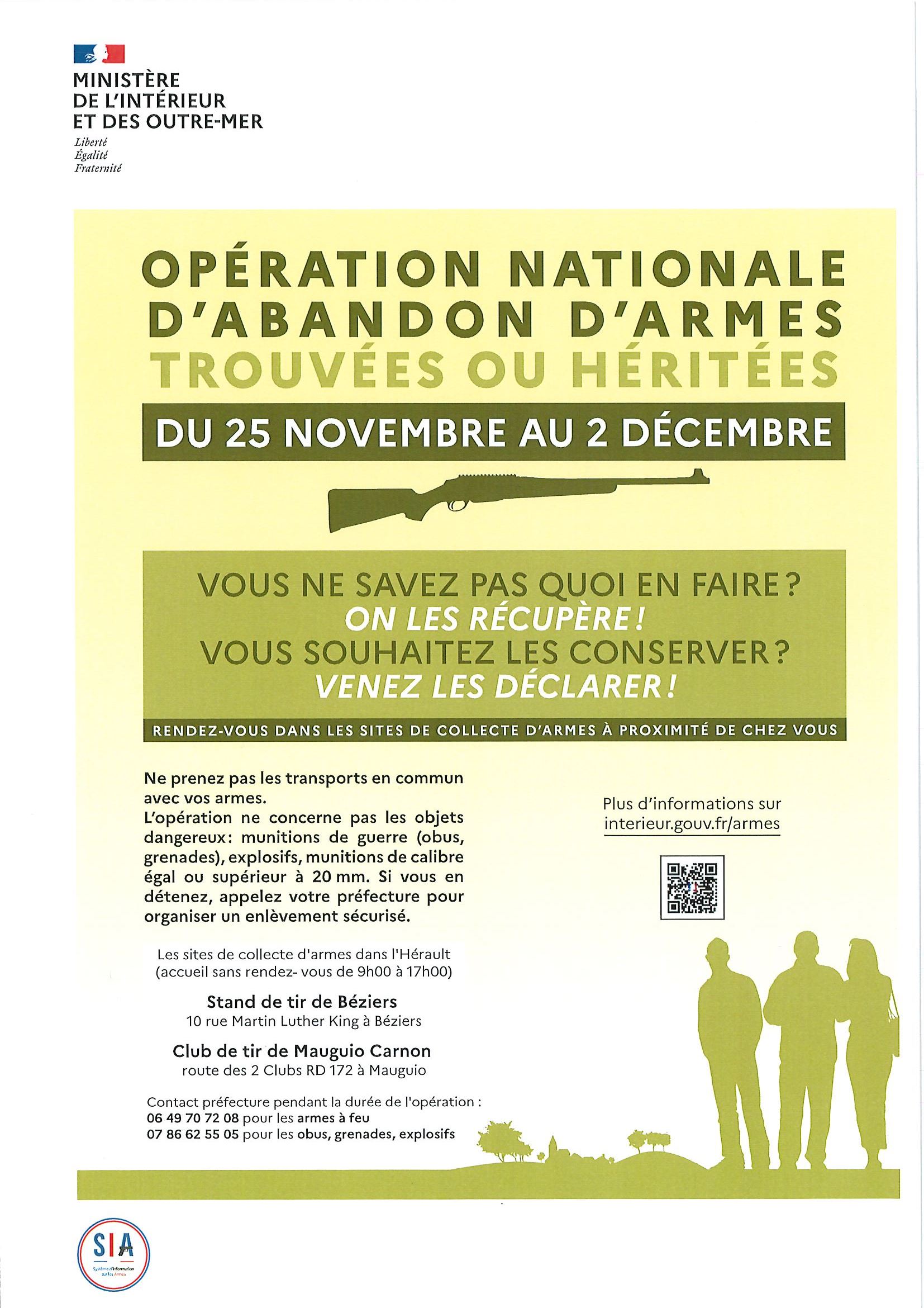 Lire la suite à propos de l’article Opération nationale d’abandon d’armes trouvées ou héritées