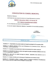 Lire la suite à propos de l’article Conseil municipal : 6 décembre 2022