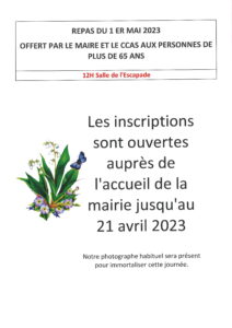 Lire la suite à propos de l’article Inscriptions au repas du 1er mai pour les plus de 65 ans