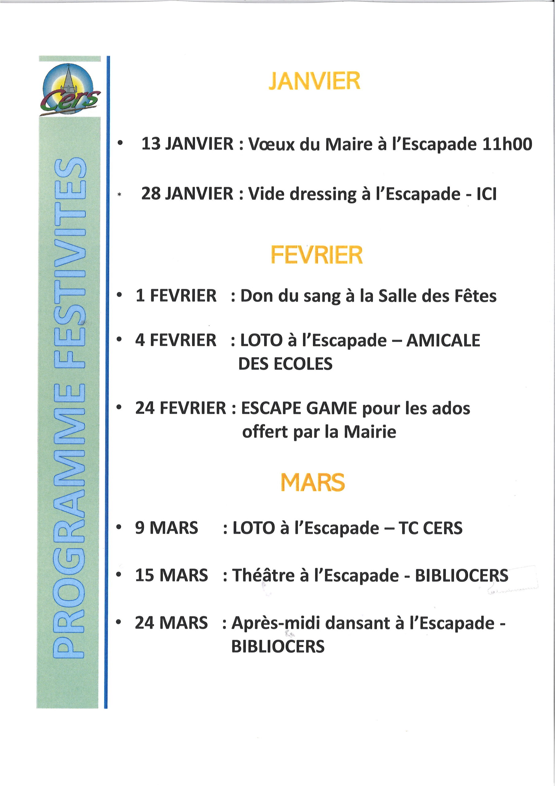 You are currently viewing Festivités des mois de janvier février mars 2024