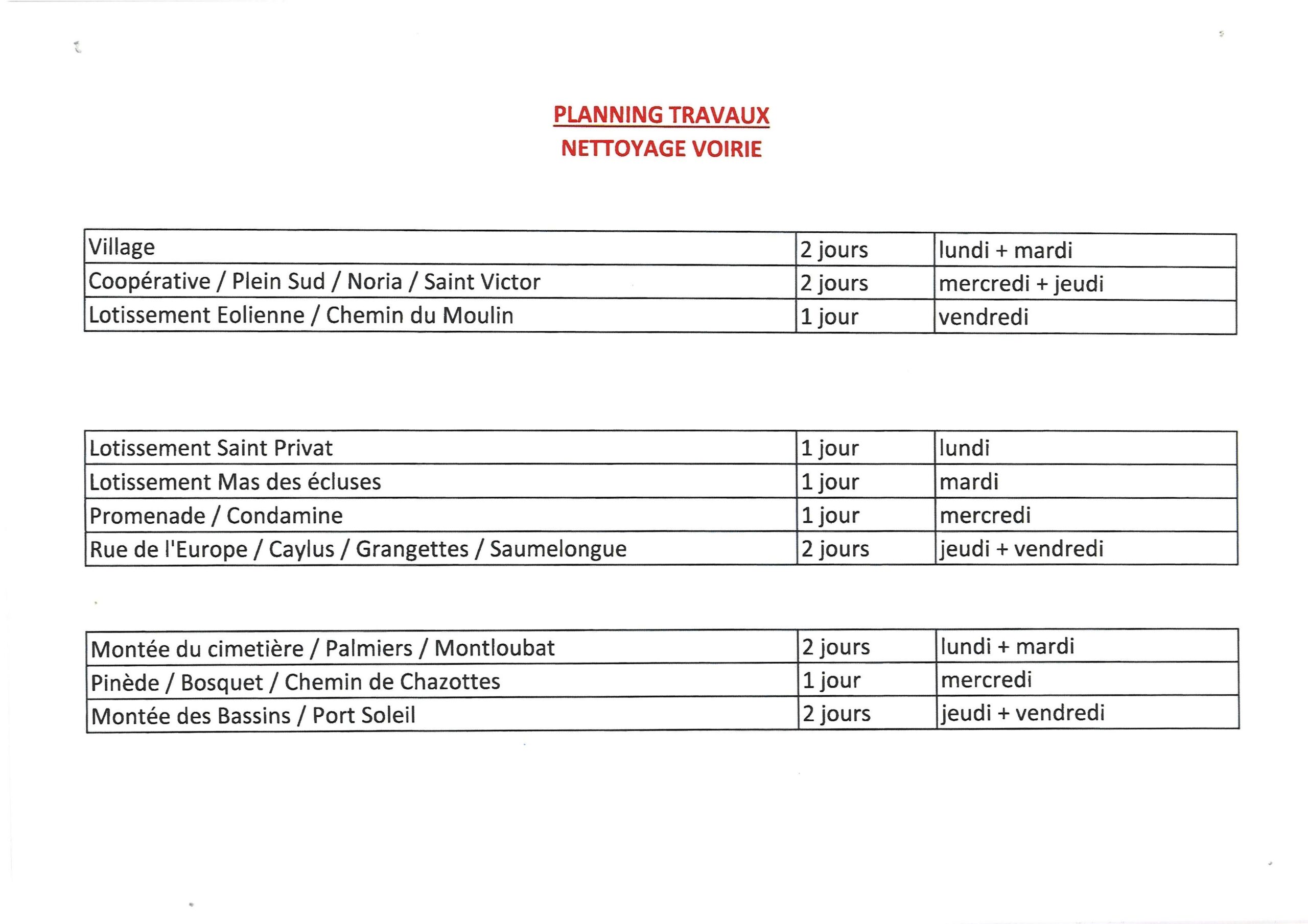 You are currently viewing Planning pour le nettoyage de la voirie