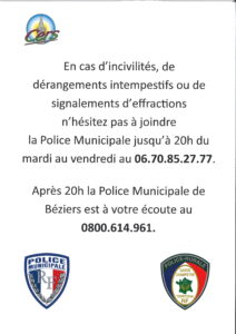 Rappel présence Police Municipale