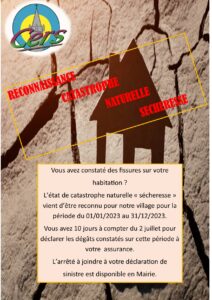 Lire la suite à propos de l’article Avis de reconnaissance Catastrophe Naturelle Sécheresse
