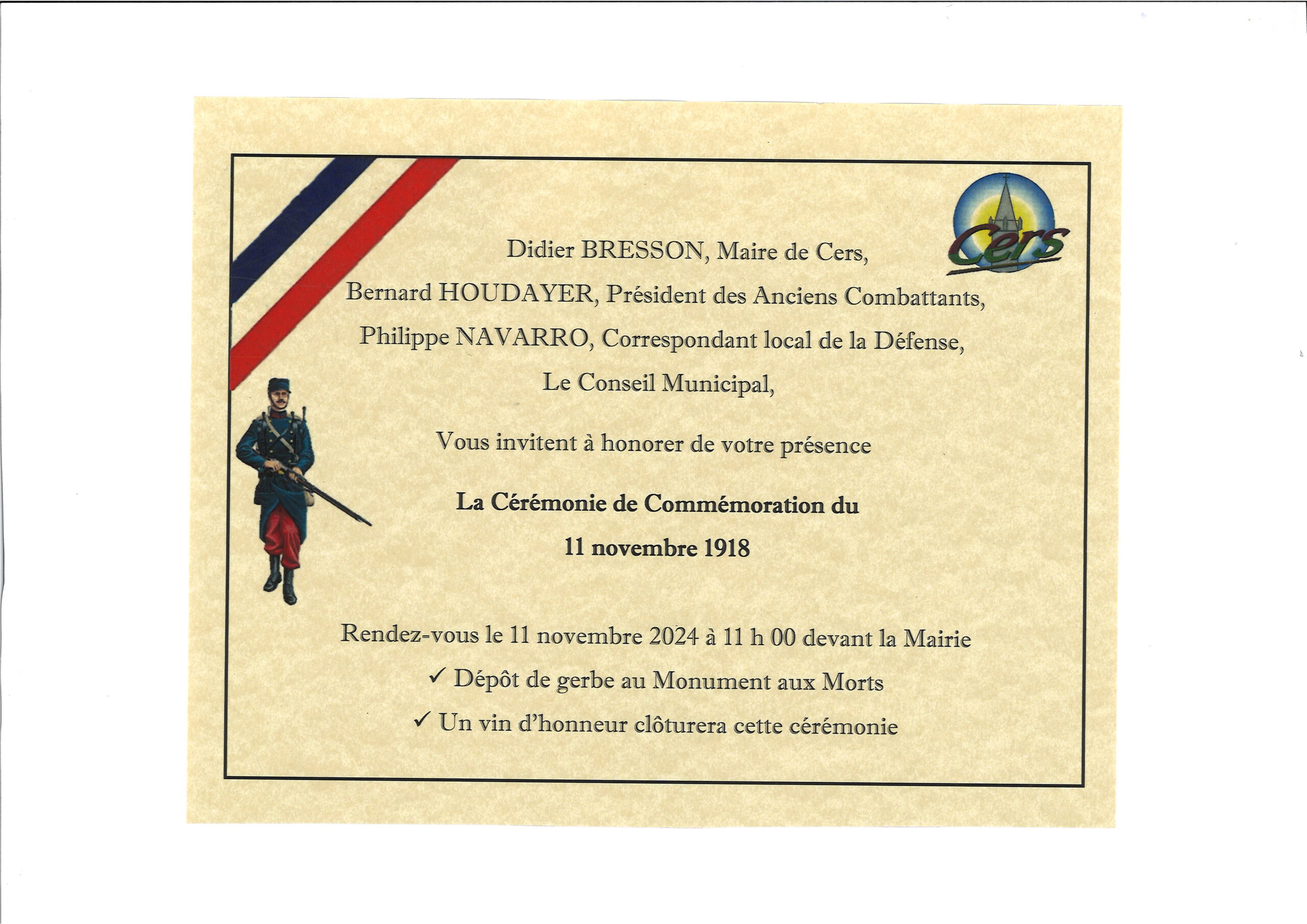 Lire la suite à propos de l’article Commémoration du 11 novembre 2024