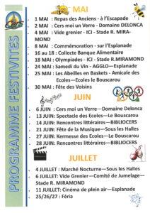 Programme des festivités Mai / Juin / Juillet 25