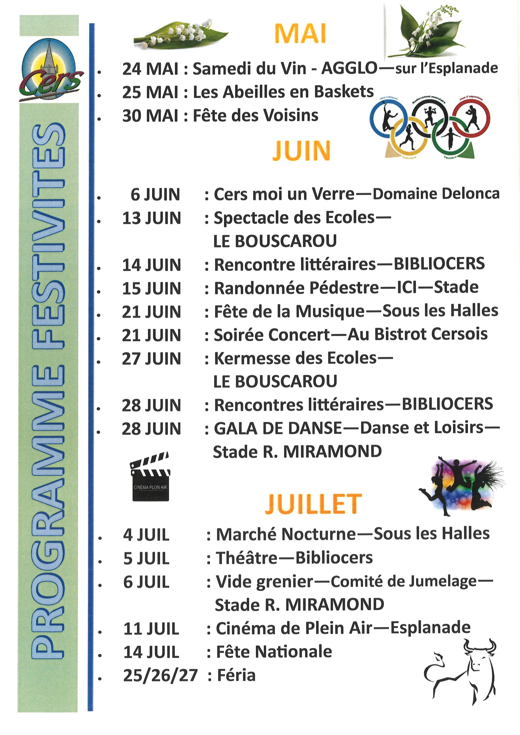 You are currently viewing Programme des festivités Mai / Juin / Juillet 25
