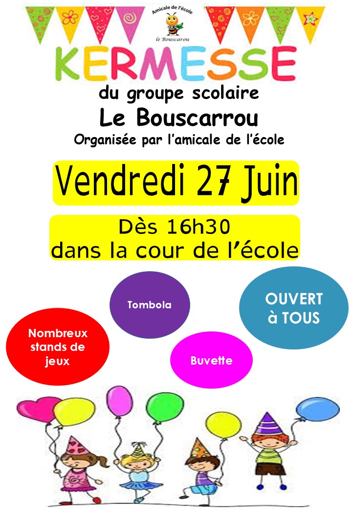 Lire la suite à propos de l’article Kermesse de l’amicale de l’école : 27 juin à 16h30