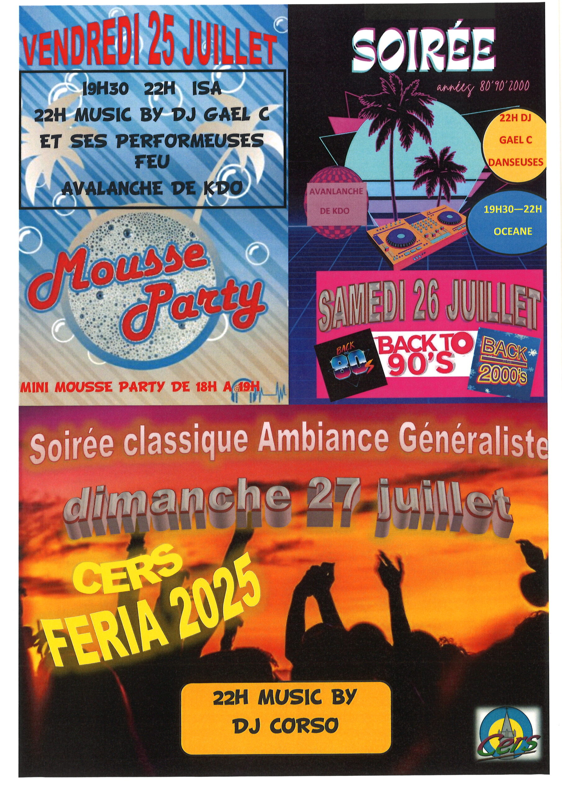 You are currently viewing Feria de Cers avec l’ASM34 du 25 au 27 juillet – PROGRAMME DES SOIREES DJ