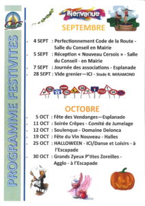 Programme des festivités septembre/octobre 2025 modifié