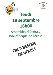 AG de l’Amicale de l’école : 18/09/25