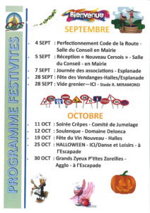 Programme des festivités septembre/octobre 2025
