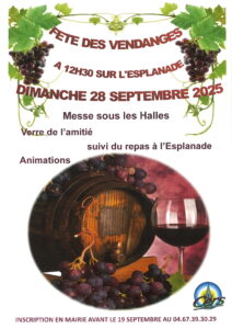 Fête des vendanges le 28 septembre 2025