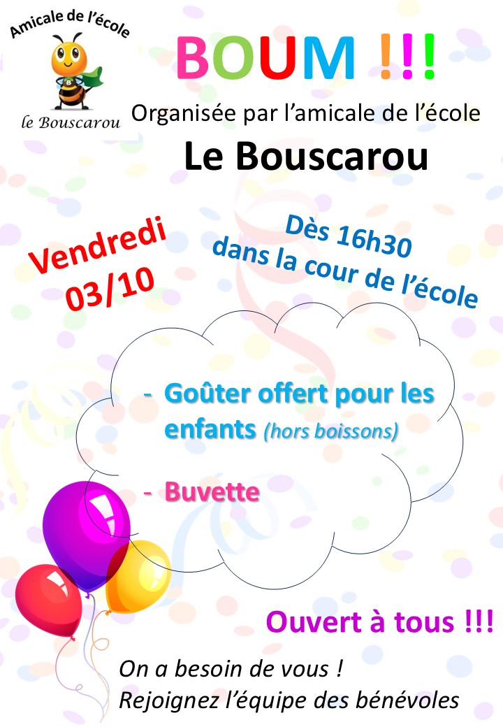 You are currently viewing Boum de l’Amicale de l’école : 03/10/25 à 16h30