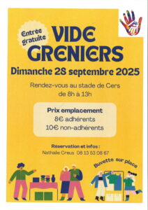 Vide grenier ICI – 28 septembre 25 au Stade R. MIRAMOND