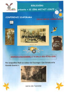Conférence Bibliocers « SI CERS M’ETAIT CONTE » le 8 novembre 2025 – SALLE DES FETES