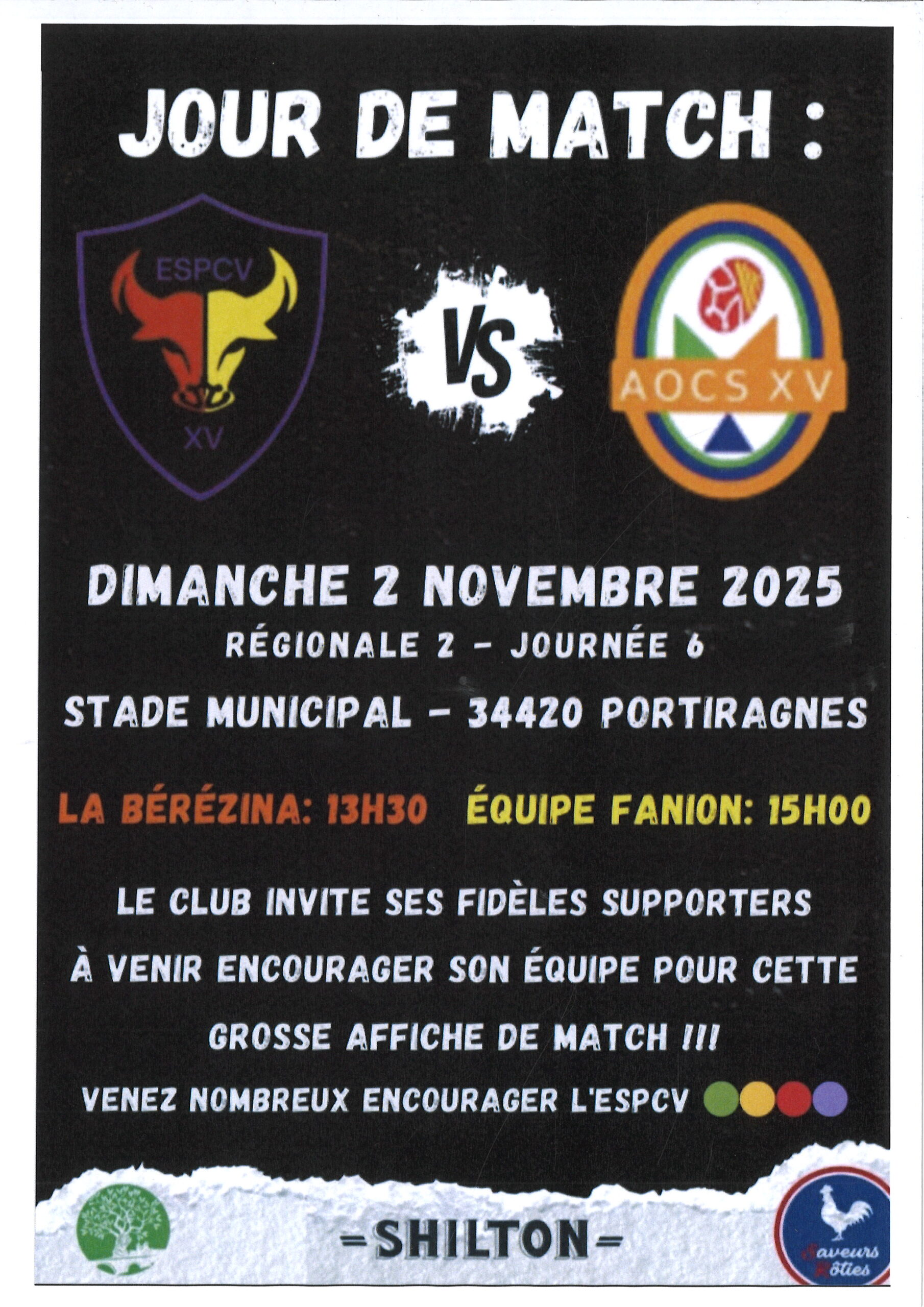 Lire la suite à propos de l’article Le match de rugby ESPCV XV / AOCS XV