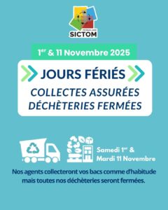 Fermeture déchèterie 1er et 11 novembre 2025