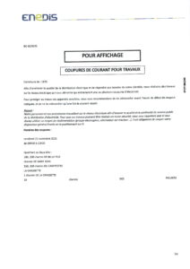 Coupure ENEDIS du 21 novembre 2025