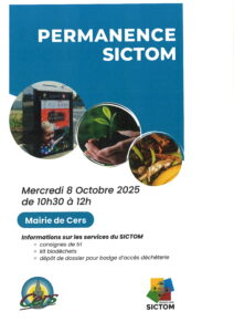 Lire la suite à propos de l’article Permanence SICTOM le et 8 octobre 2025