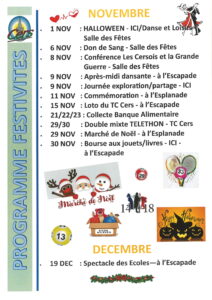 Programme des festivités novembre/décembre 2025