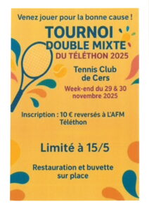 Lire la suite à propos de l’article Tournoi du TC Cers au profit du telethon 2025