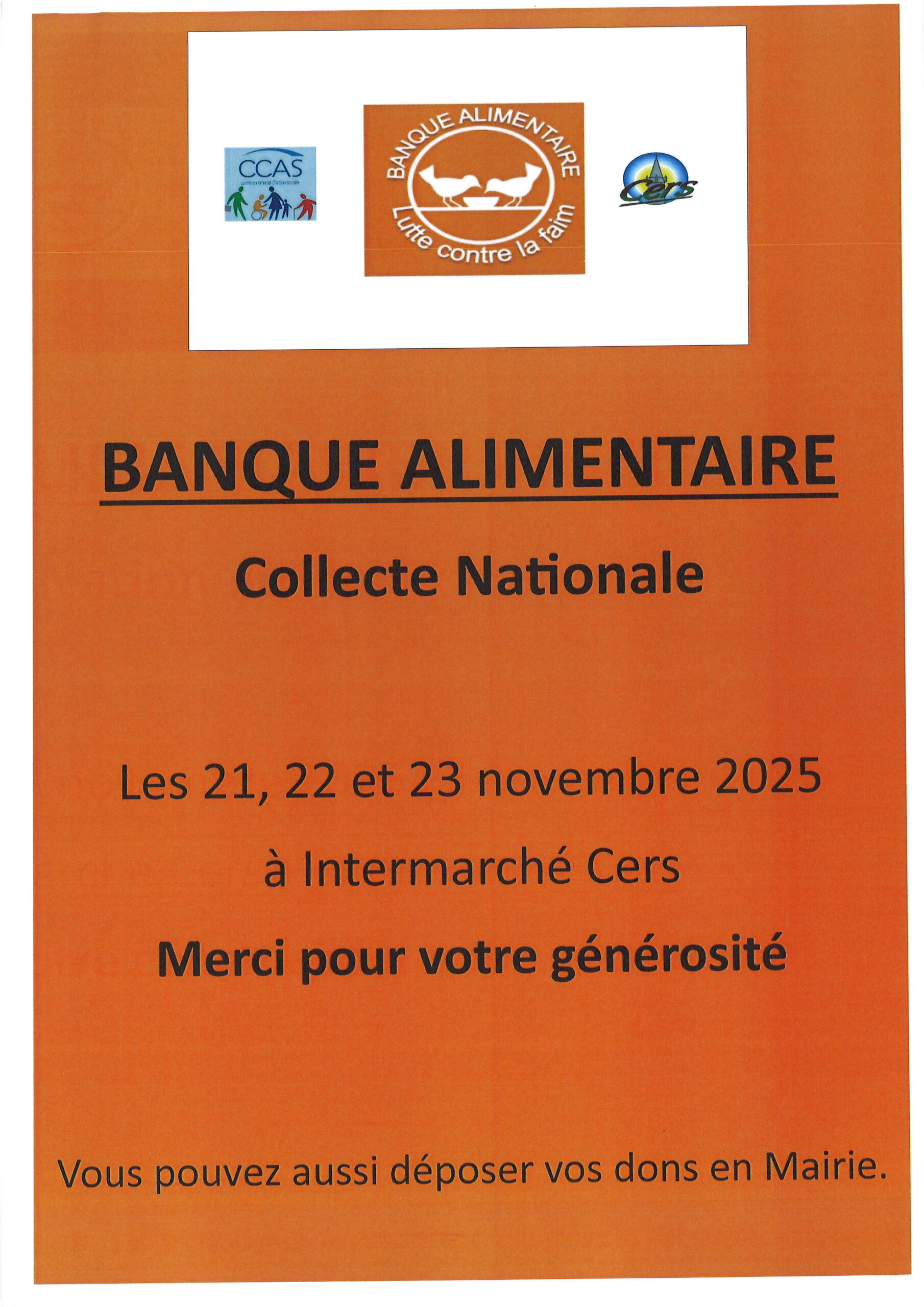 You are currently viewing Banque alimentaire : collecte les 21,22 et 23 novembre 2025