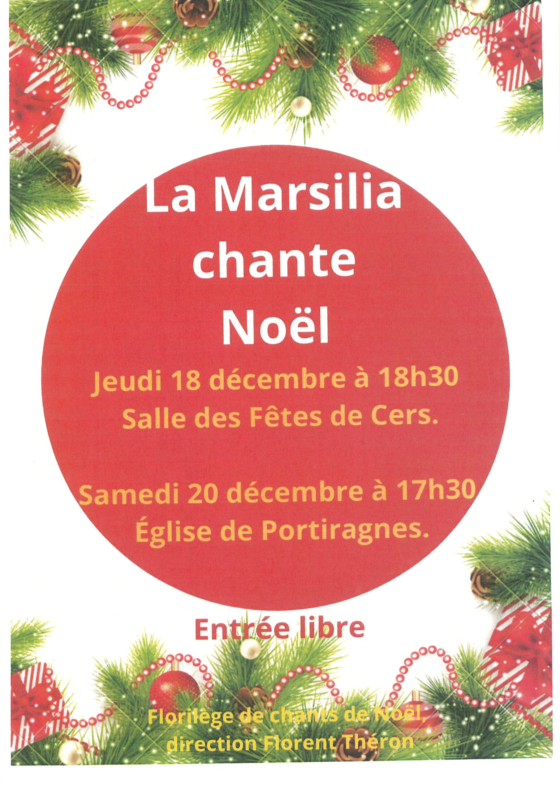 Lire la suite à propos de l’article Concert de Noël chorale La Marsilia