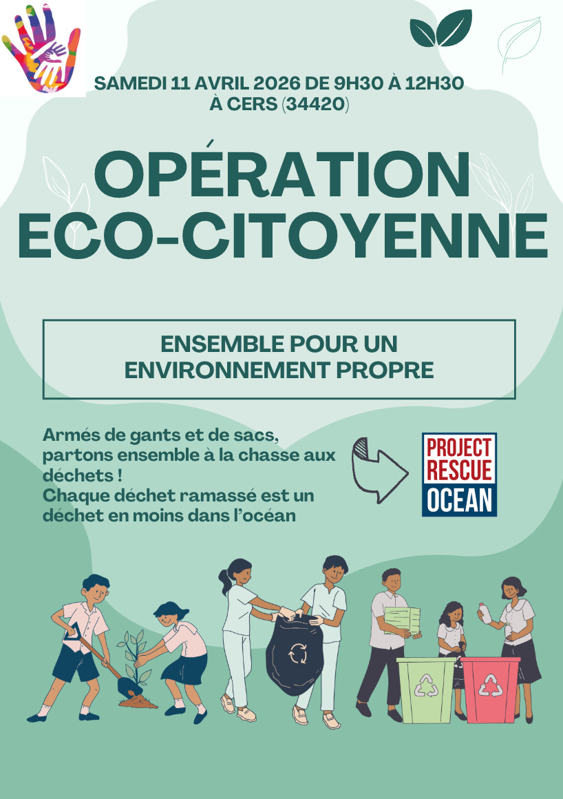 Journée ECO CITOYENNE ICI / PROJECT RESCUE OCEAN - Ville de Cers